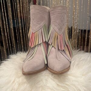 Free People Flawless Fringe Western Suede Ankle Boots